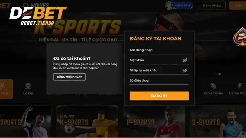 Hướng Dẫn Đăng Ký Và Đăng Nhập Debet Nhanh Chóng và Đơn Giản Chọn đăng ký và làm theo hướng dẫn