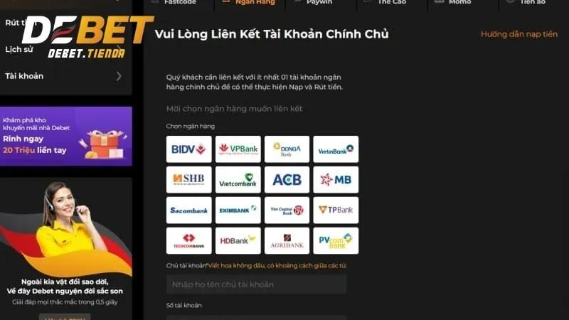Hướng Dẫn Nạp Tiền và Rút Tiền Debet Chi Tiết Nhất Nạp rút tiền Debet bằng nhiều cách thức